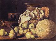 Melendez, Luis Eugenio Still Life with Melon and Pears France oil painting artist